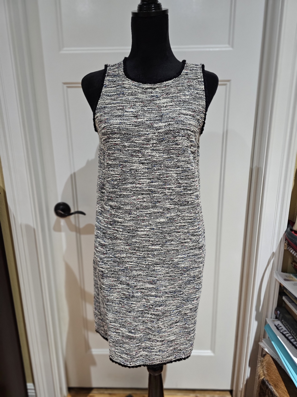 LOFT Black and White Tweed Sleeveless Shift Dress, NWT